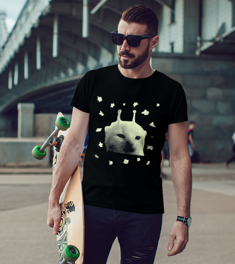 Y2K Alien Cat Meme With Stars T-Shirt