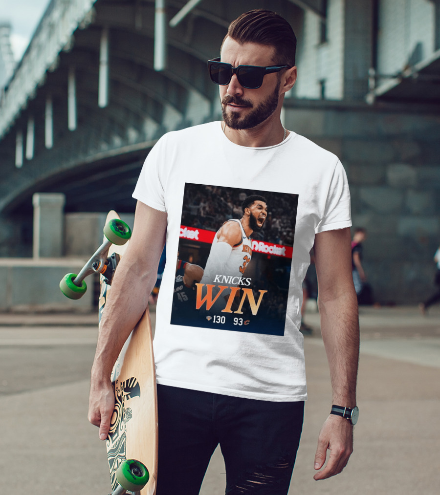 Knicks Win 130 93 Celebration Victory Over Cleveland Playoffs Sweep T-Shirt