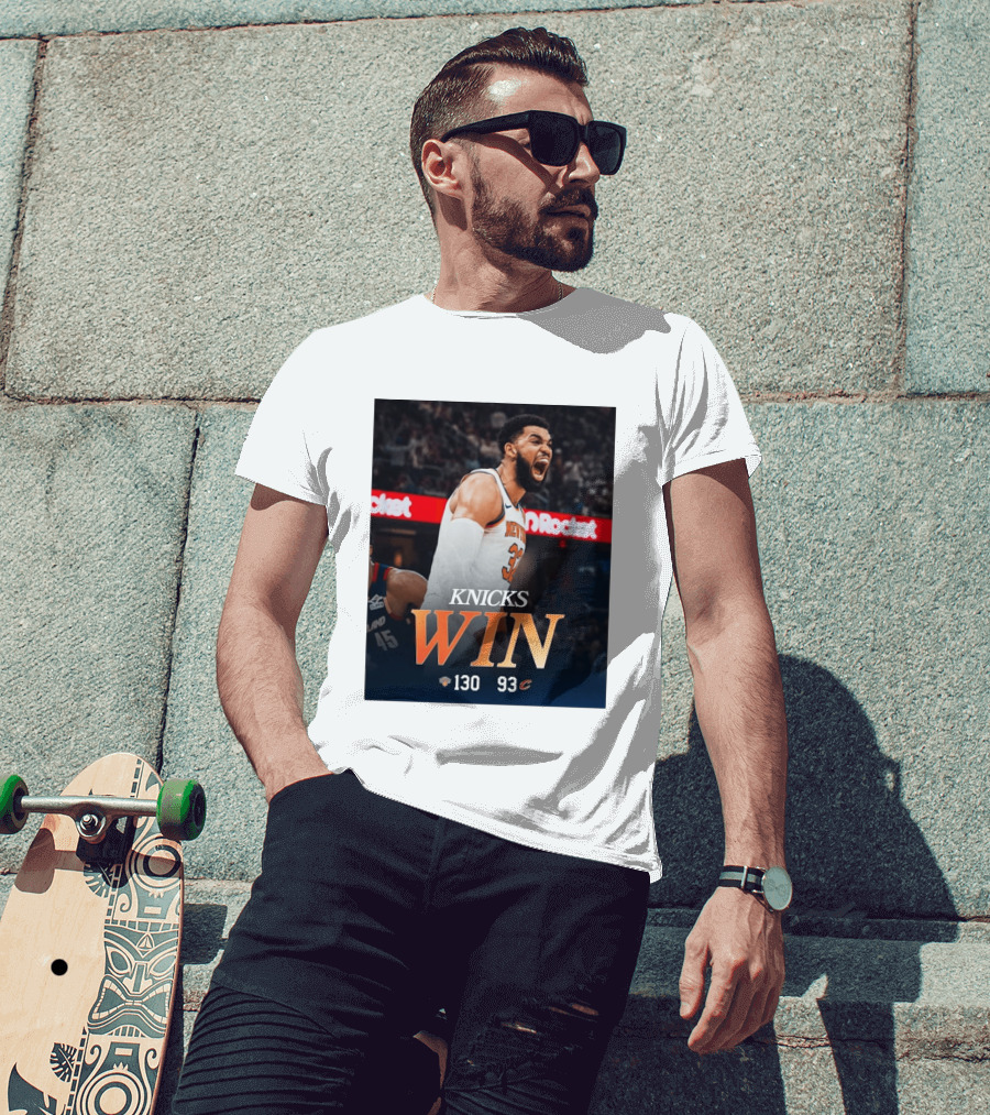 Knicks Win 130 93 Celebration Victory Over Cleveland Playoffs Sweep T-Shirt