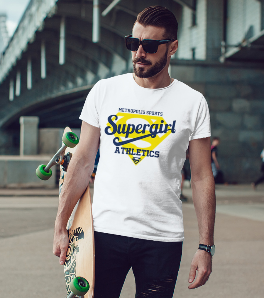 Supergirl Athletics Metropolis Sports Iconic Yellow Shield T-Shirt