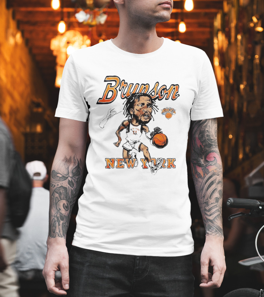 Jalen Brunson New York Knicks Cartoon Basketball Player T-Shirt