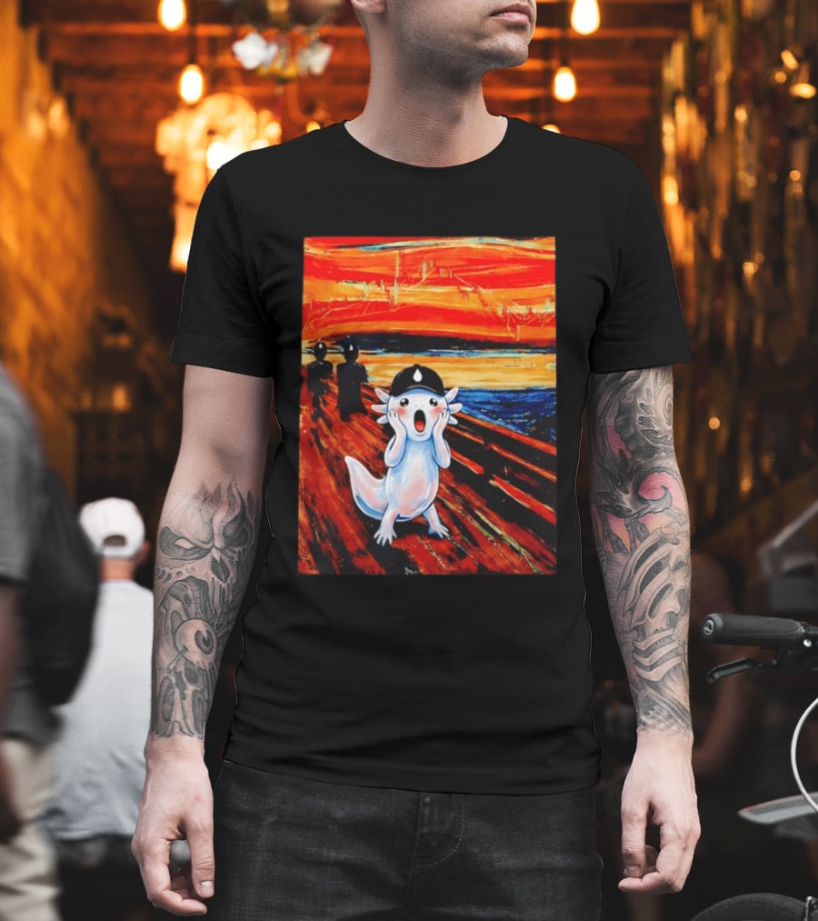 Axolotl Liquid The Scream Parody Painting Munch T-Shirt