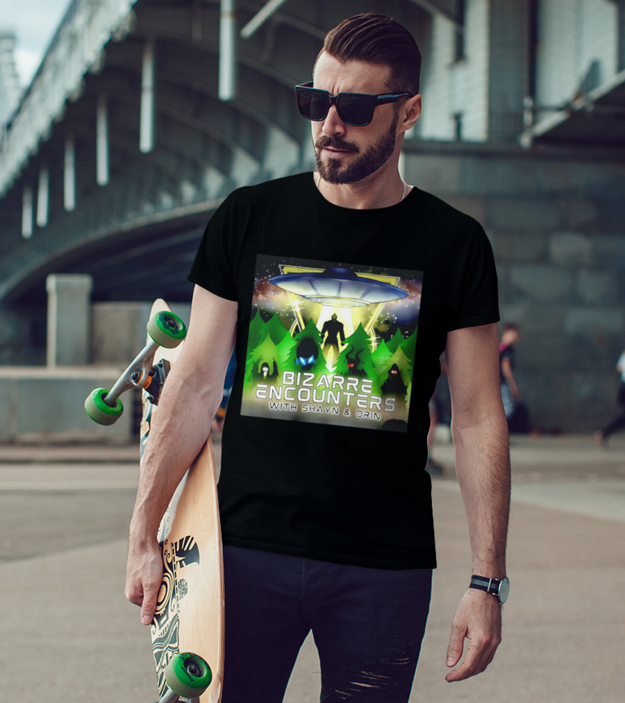 Bizarre Encounters UFO With Shayn And Orin Mysterious Forest Lights Alien Adventure T-Shirt