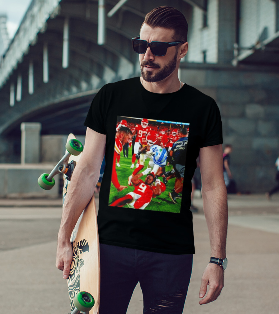 Brian Branch Collision JuJu Smith Schuster Lions Chiefs Football Action T-Shirt