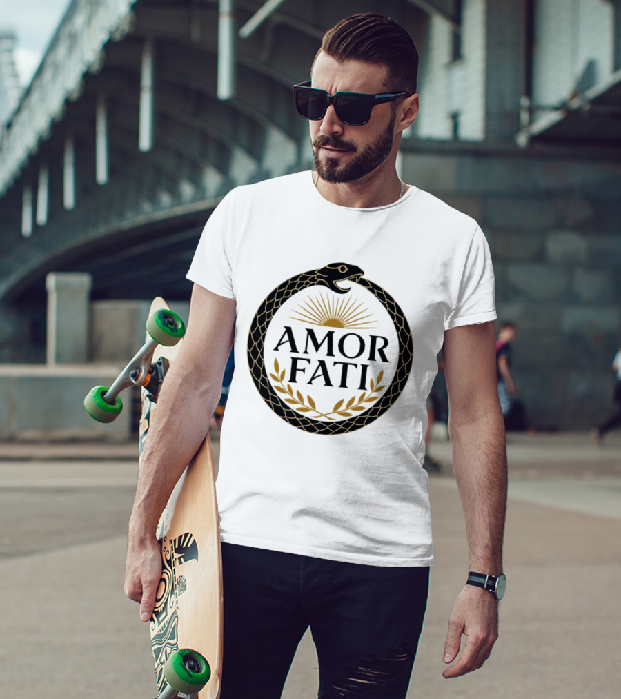 Amor Fati Ouroboros Snake Sun Rays Laurel Wreath T-Shirt