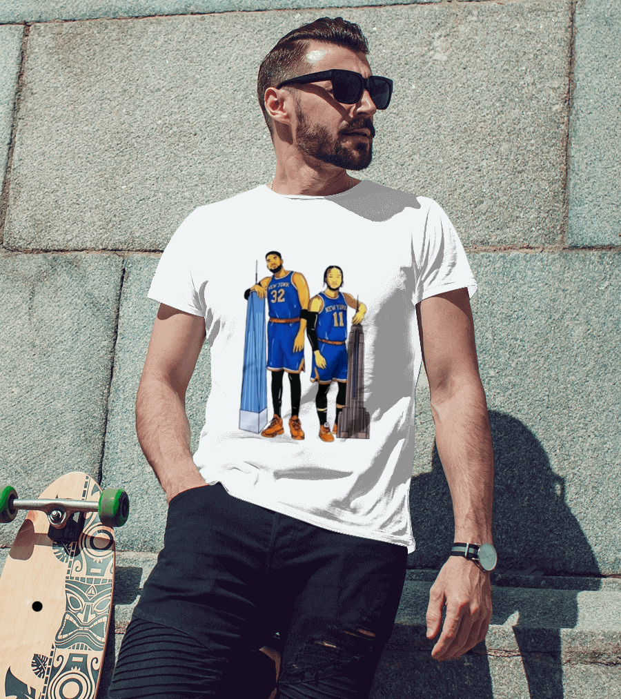 New York Knicks Jalen Brunson Karl Anthony Towns Skyline T-Shirt