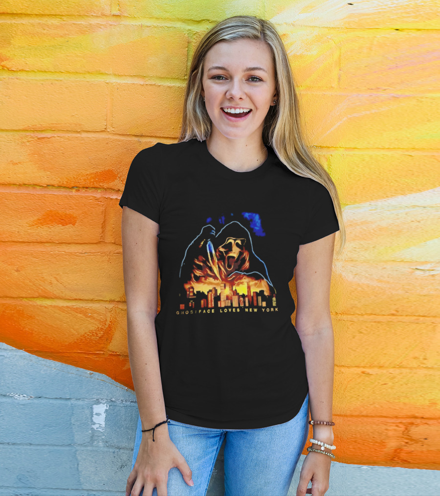 Ghostface Loves New York City Skyline Scream Urban Horror T-Shirt