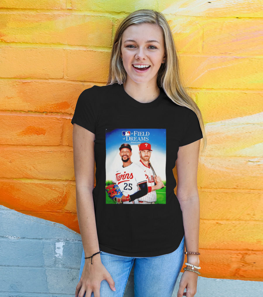 Twins Buxton Vs Phillies Harper MLB At Field Of Dreams August 2026 T-Shirt