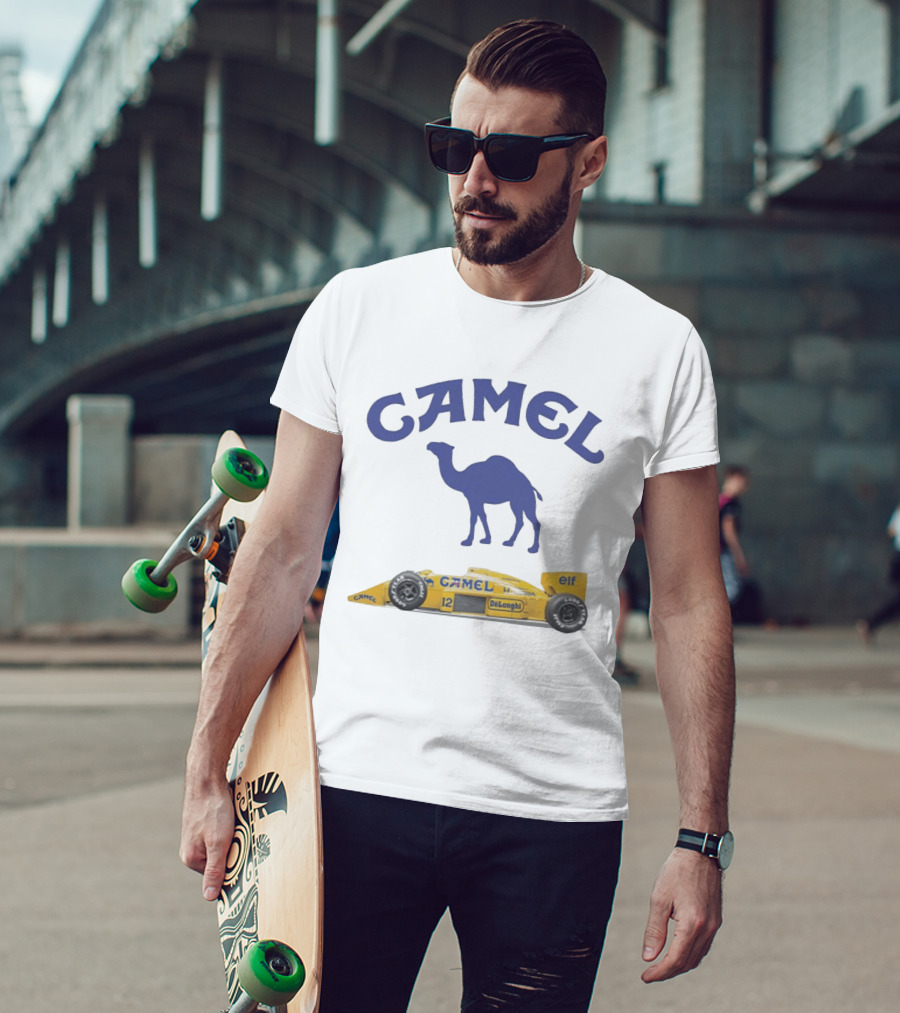 Camel F1 Racing Car With Camel Logo And Elf Branding T-Shirt