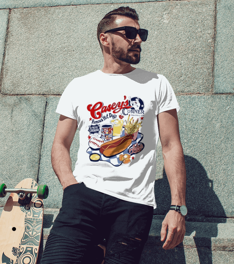 Casey's Corner Famous Hot Dogs Main Street USA Baseball Player Snacks T-Shirt