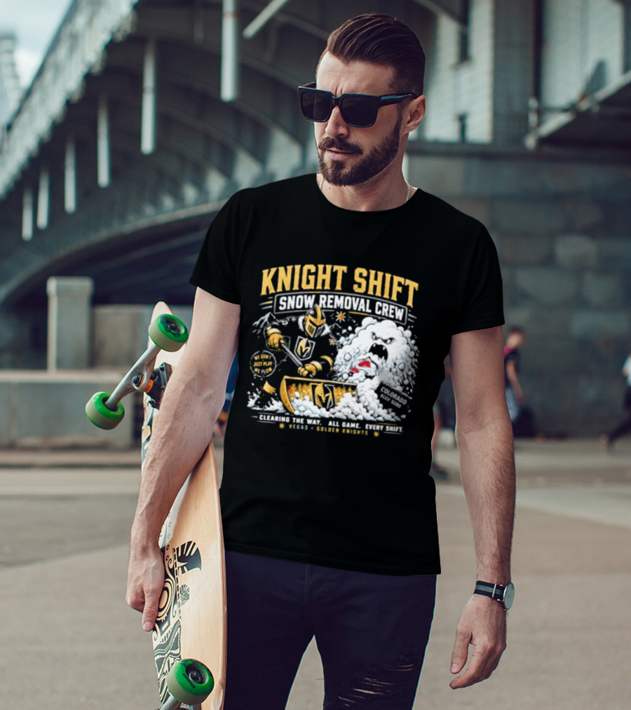 Vegas Golden Knights Knight Shift Snow Removal Crew Vs Colorado Avalanche Snow Battle T-Shirt