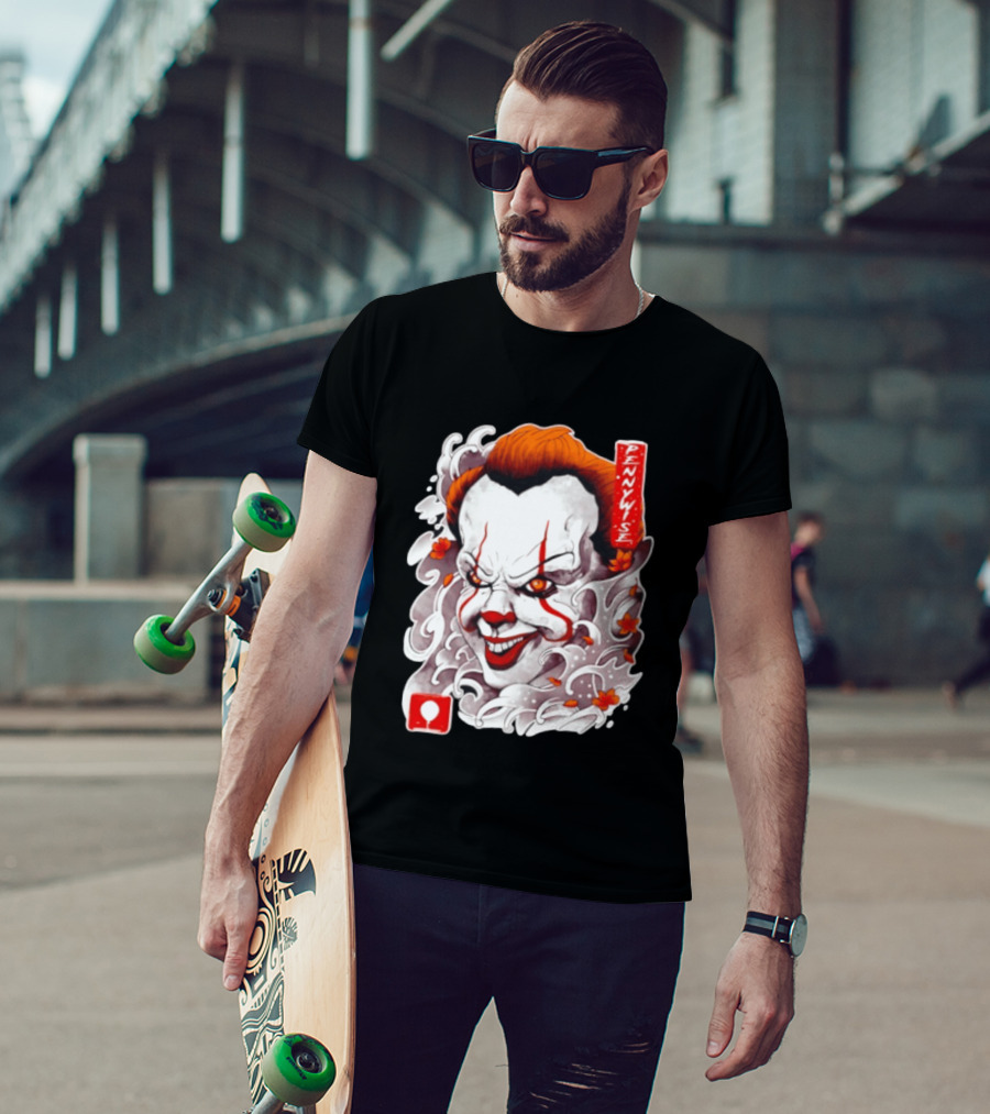 Pennywise Creepy Clown Big Head Horror It Movie Iconic Scary Face Balloon T-Shirt