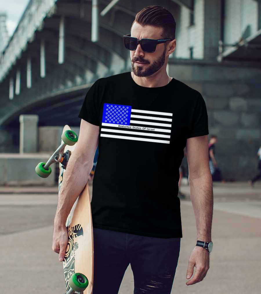 Redacted States Of Israel Flag With Stars And Stripes T-Shirt