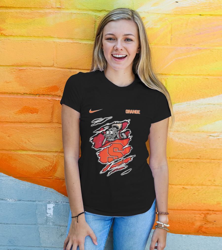 Nike Syracuse Orange S Logo Rat Fink Built To Not Bow T-Shirt