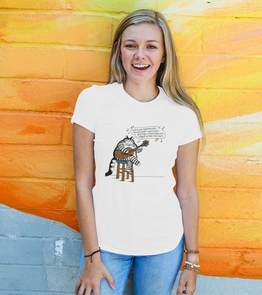 Cat Cartoon Love To Eat Them Mousies Bite Their Little Heads Off Melody T-Shirt