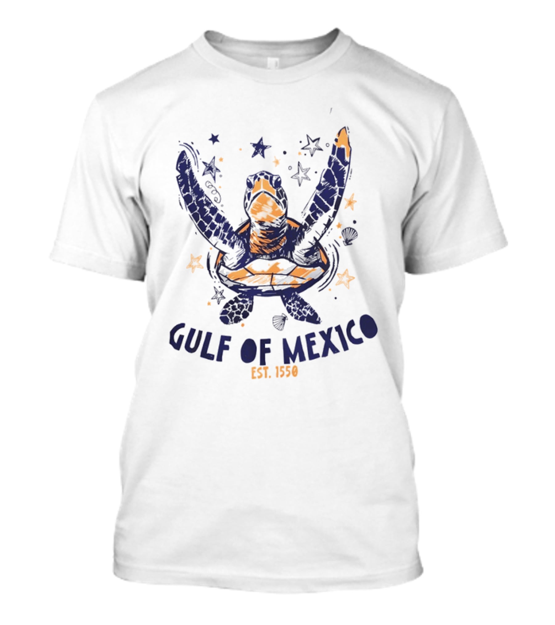 Gulf Of Mexico Sea Turtle Ocean Beach EST. 1550 Stars T-Shirt