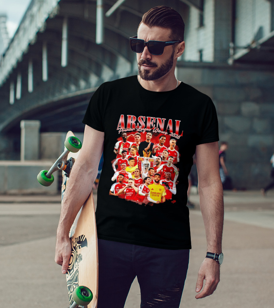 Arsenal Premier League Champions 2026 Celebratory Team Collage T-Shirt