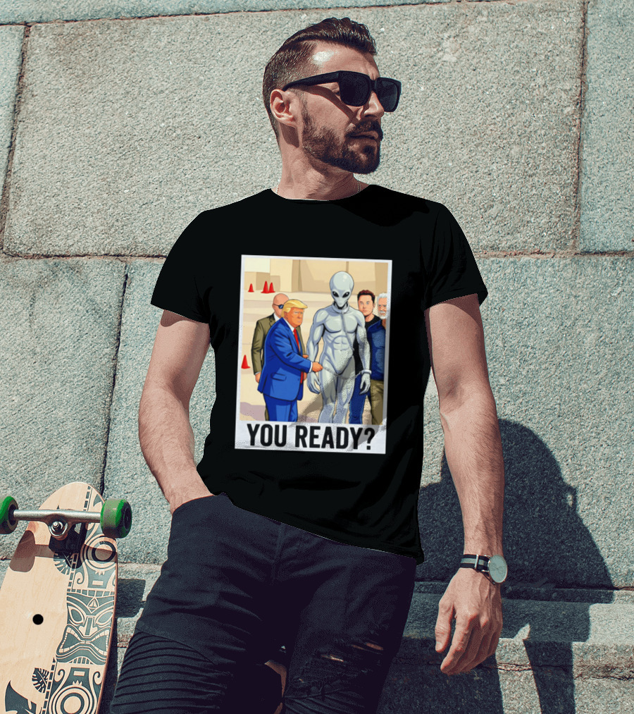 Trump Alien Encounter You Ready Scene With Notable Figures T-Shirt