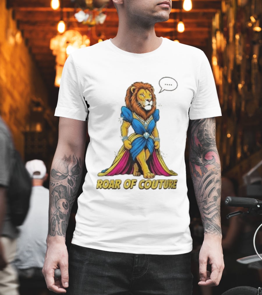 Roar Of Couture Elegant Lion In Royal Blue Gown T-Shirt