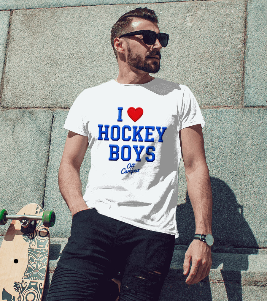 I Love Hockey Boys Off Campus T-Shirt