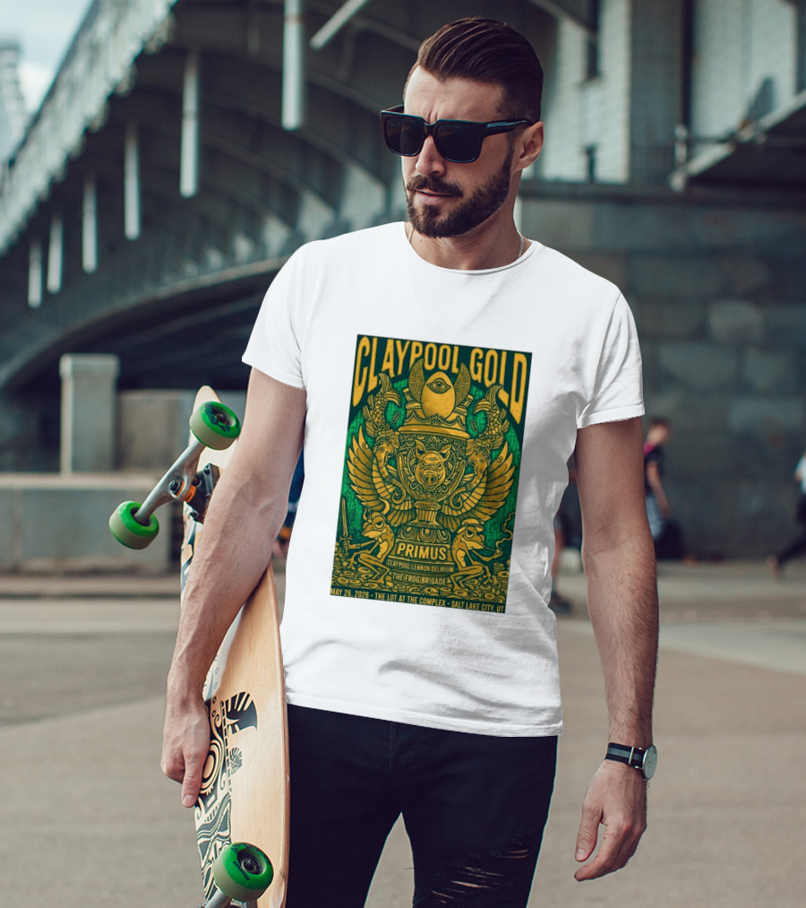Claypool Gold Primus Salt Lake City UT 5 26 2026 The Complex Claypool Lennon Delirium Frog Brigade T-Shirt