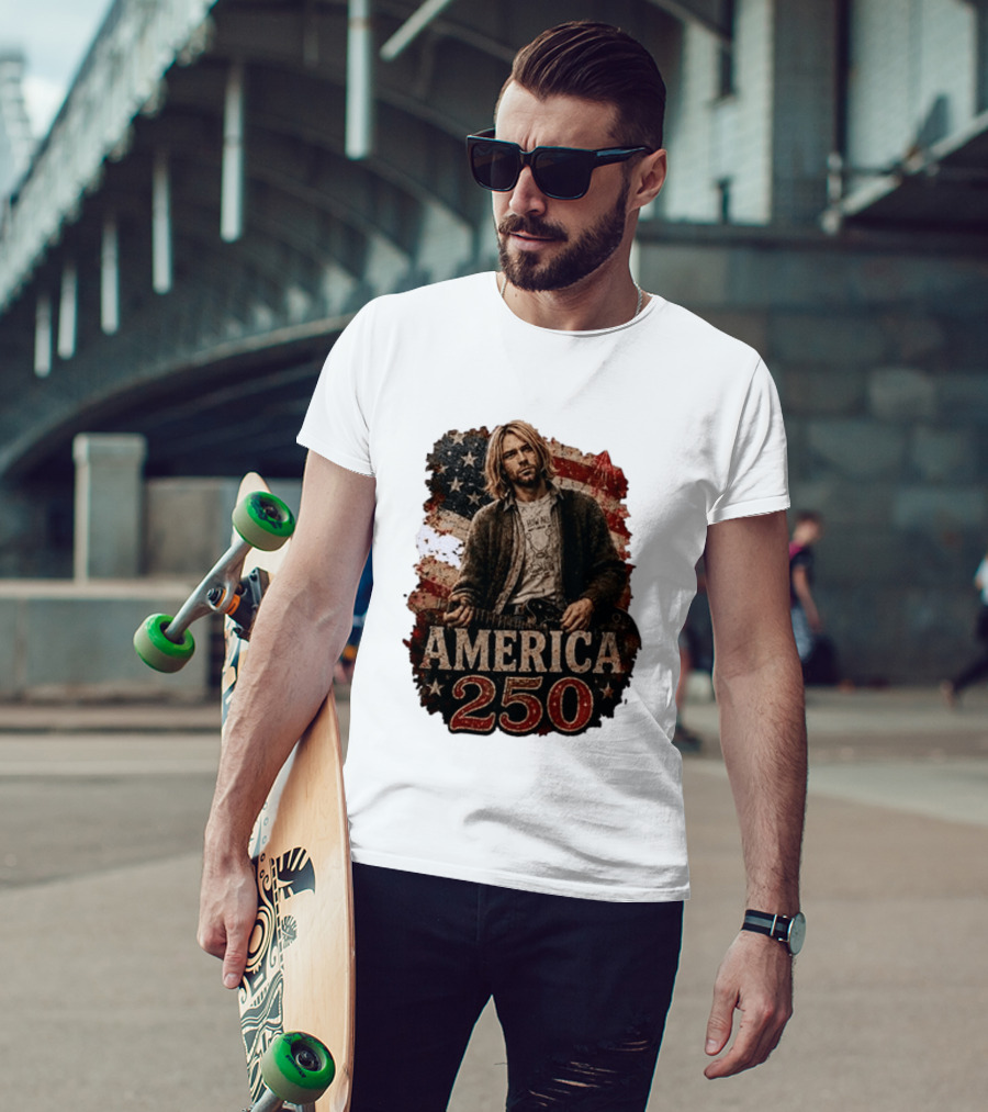 America 250 Years Of Freedom I Love America Kurt Cobain T-Shirt