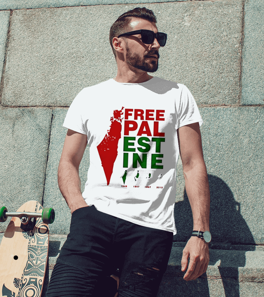Free Palestine 1946 1947 1967 2012 Map T-Shirt