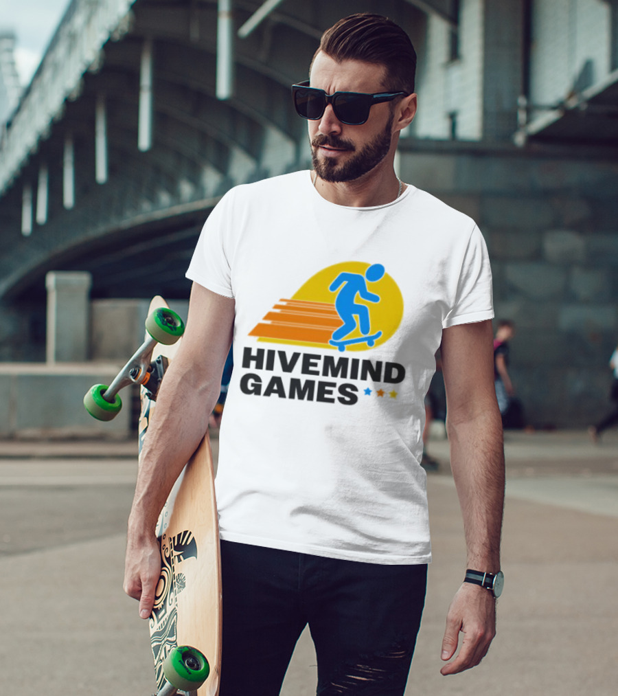Hivemind Games Skateboarding Dynamic Motion With Shooting Stars T-Shirt