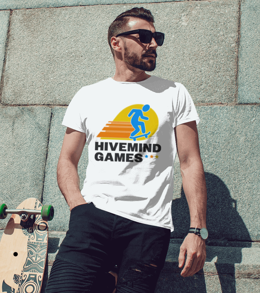 Hivemind Games Skateboarding Dynamic Motion With Shooting Stars T-Shirt