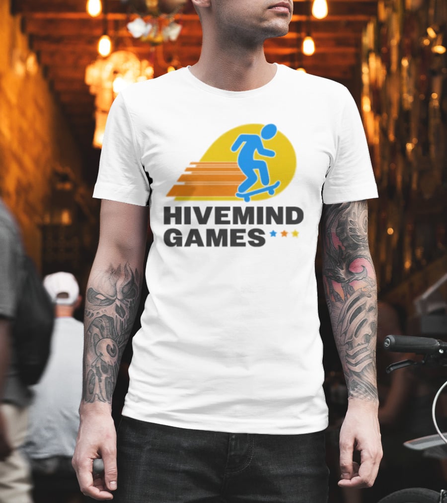 Hivemind Games Skateboarding Dynamic Motion With Shooting Stars T-Shirt