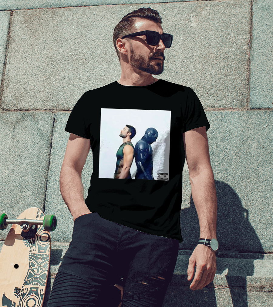 The Deep And Black Noir The Boys Parental Advisory Iconic Character Duo T-Shirt