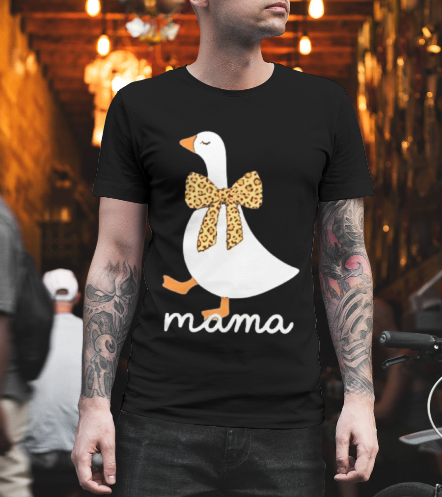 Leopard Bow Goose Mama Cute Animal Print T-Shirt