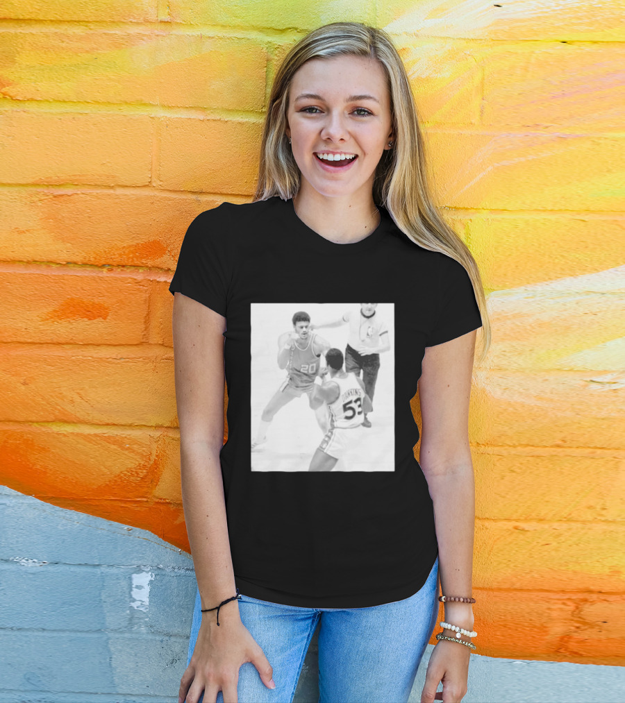 NBA Vintage Showdown Maurice Lucas Vs Darryl Dawkins Black White 20 53 T-Shirt