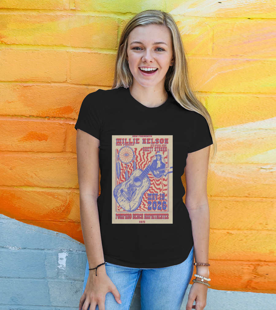Willie Nelson Brett Stiesch Pompano Beach Amphitheater May 19 2026 T-Shirt