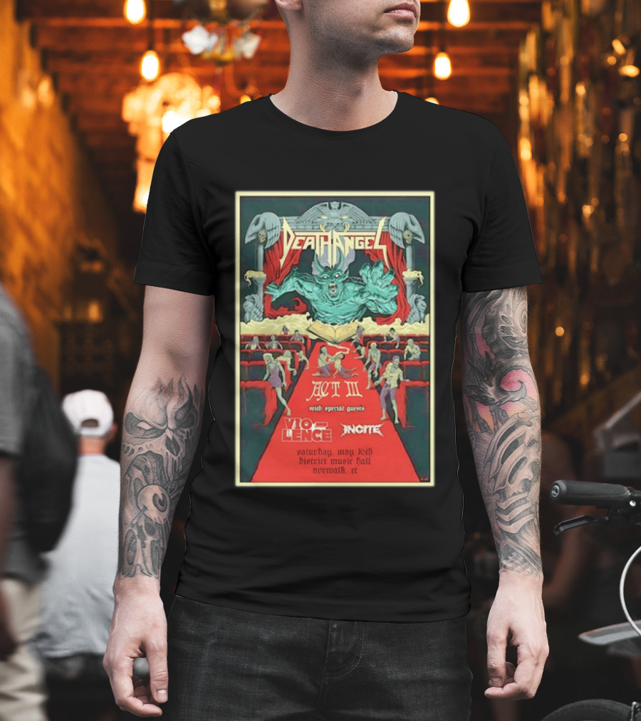 Death Angel Act III May 16 2026 Vio Lence Incite District Music Hall Norwalk CT T-Shirt