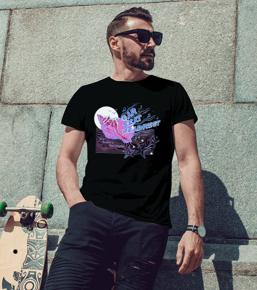 Seashell Car Seat Headrest Lost On The Shores Of Planet Desperation 2026 Moon And Stars Ocean Vibes T-Shirt