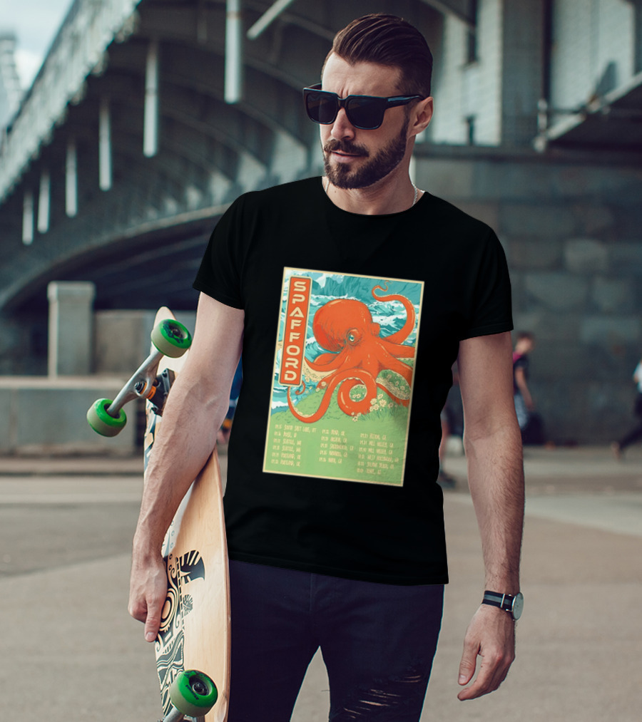 Spafford Fall Tour 2026 Octopus Illustration With Cities And Dates T-Shirt