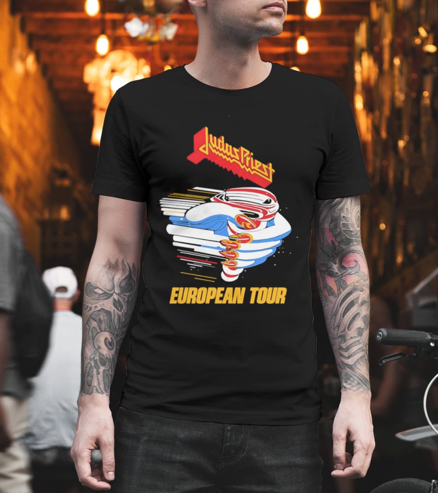 Judas Priest Turbo European Tour 1986 Vintage Album Cover T-Shirt