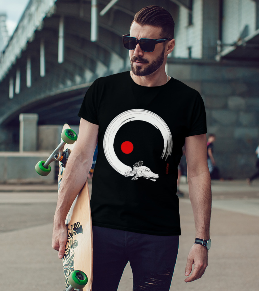 Never Ending Inks Atreyu Falkor The Neverending Story Japanese Enso Circle Red Dot T-Shirt