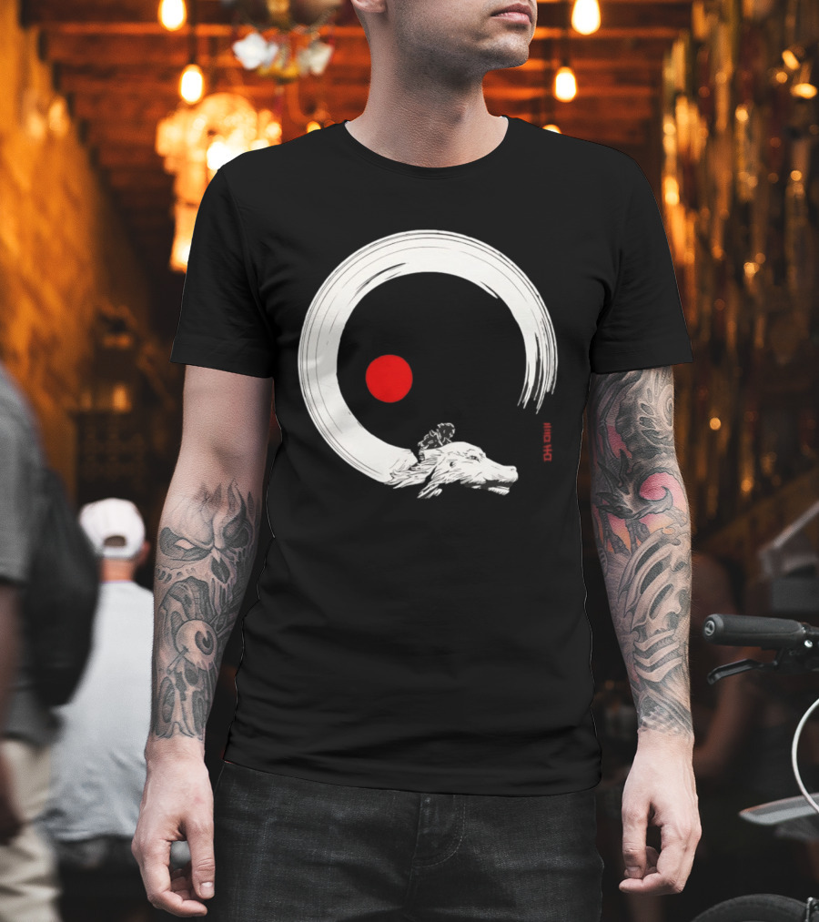 Never Ending Inks Atreyu Falkor The Neverending Story Japanese Enso Circle Red Dot T-Shirt
