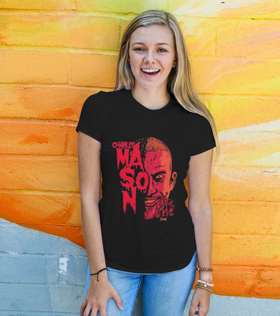 Charles Mason The Root Of All Evil Red Face T-Shirt