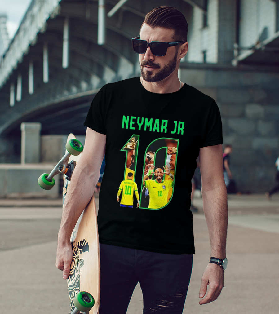 Neymar Jr 10 Brazil Soccer Iconic Celebration Images T-Shirt
