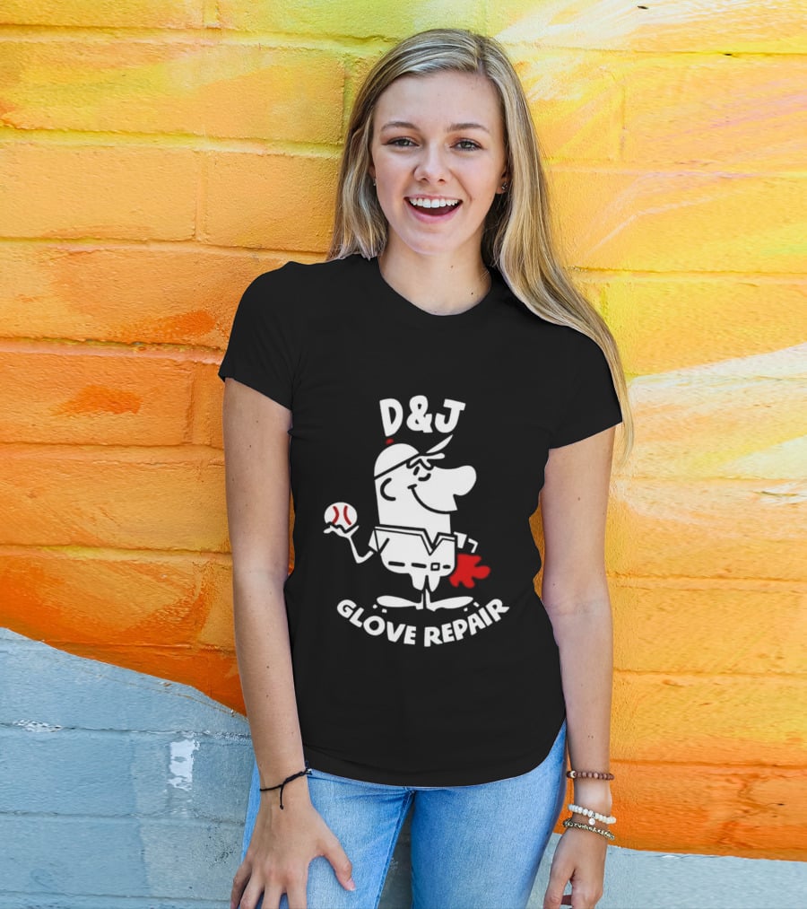 D And J Glove Repair Baseball Cartoon T-Shirt