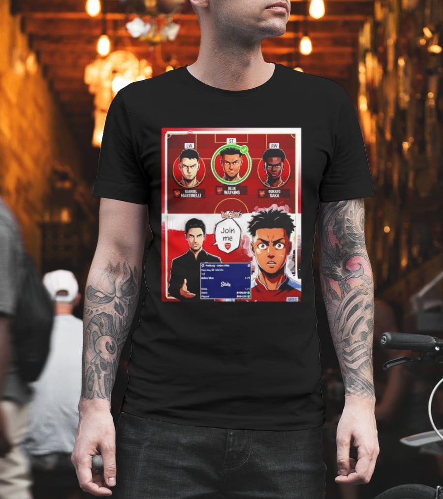 Gabriel Martinelli Ollie Watkins Bukayo Saka Join Me Arsenal Team Anime T-Shirt