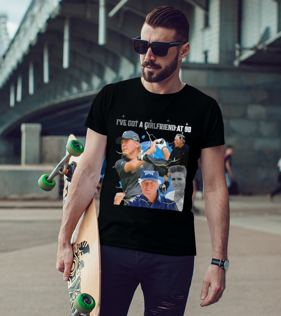Gary Player I've Got A Girlfriend At 90 Golf Legend Photomontage T-Shirt