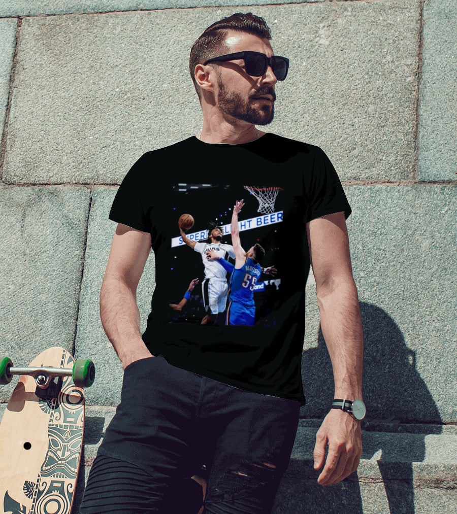 Spurs Dunk Over Hartenstein NBA Basketball Action T-Shirt