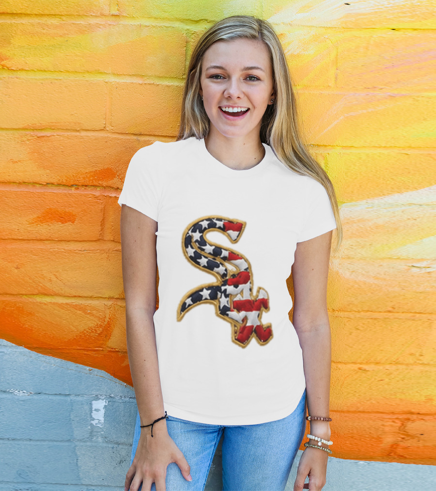 America 250th Anniversary White Sox Hat Patriotic Stars And Stripes T-Shirt