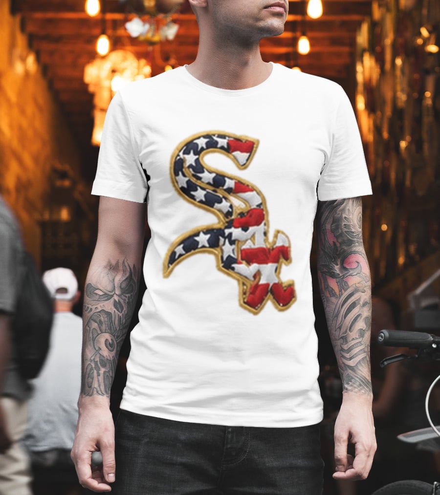 America 250th Anniversary White Sox Hat Patriotic Stars And Stripes T-Shirt