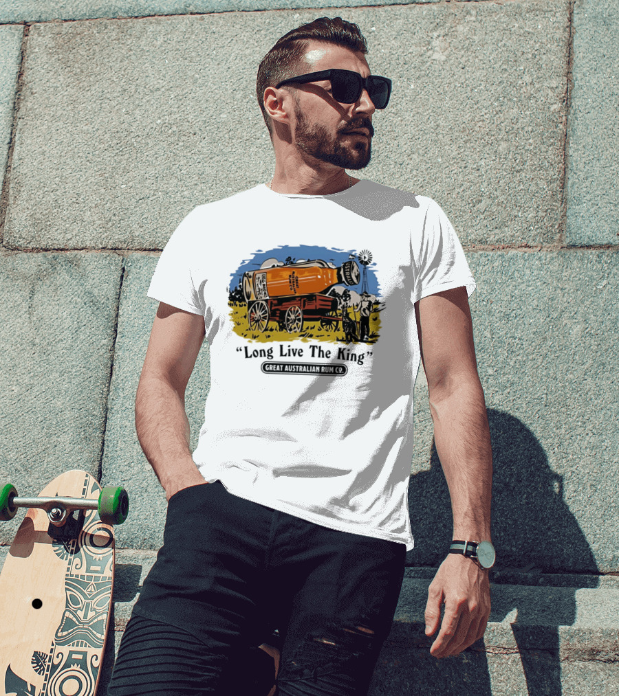 Long Live The King Great Australian Rum Co Vintage Wagon Scene T-Shirt