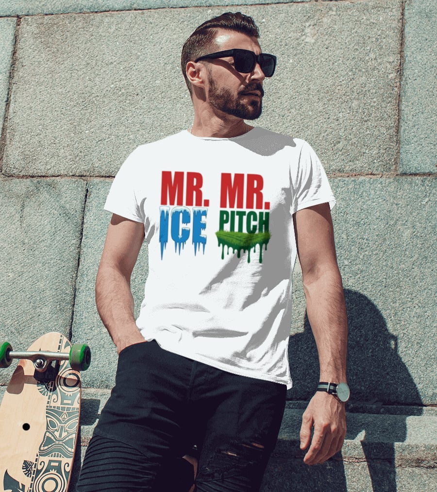 MR ICE MR PITCH Frosty Letters Green Grass Drips T-Shirt